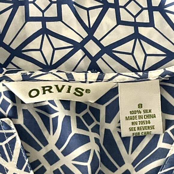 ORVIS Top Women 8 100% Silk Sleeveless Lightweight Geometric Color-block Flowy - Picture 3 of 12